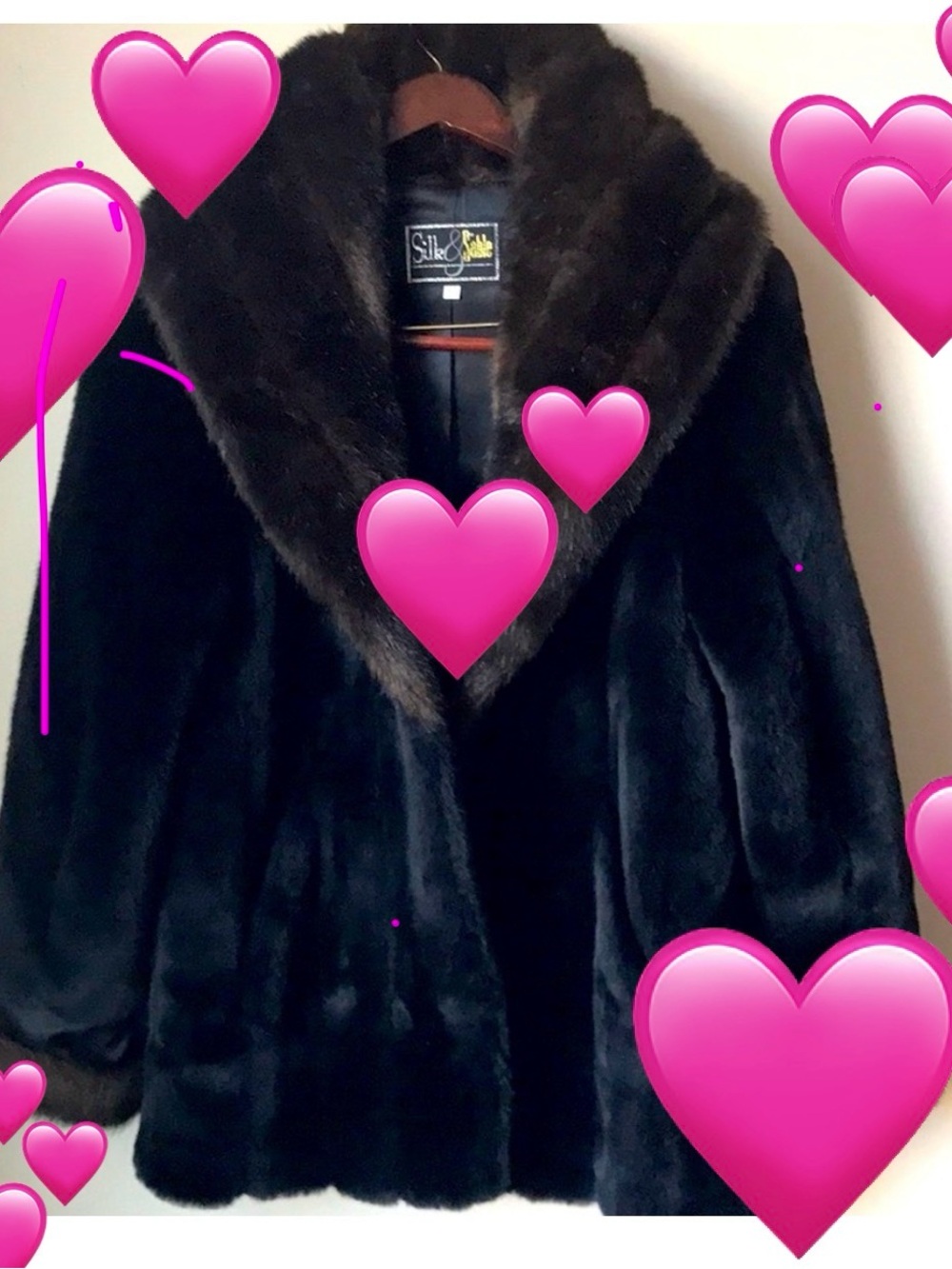 Silk&Sable brown & black faux fur coat🍎🍎🌺❤️️